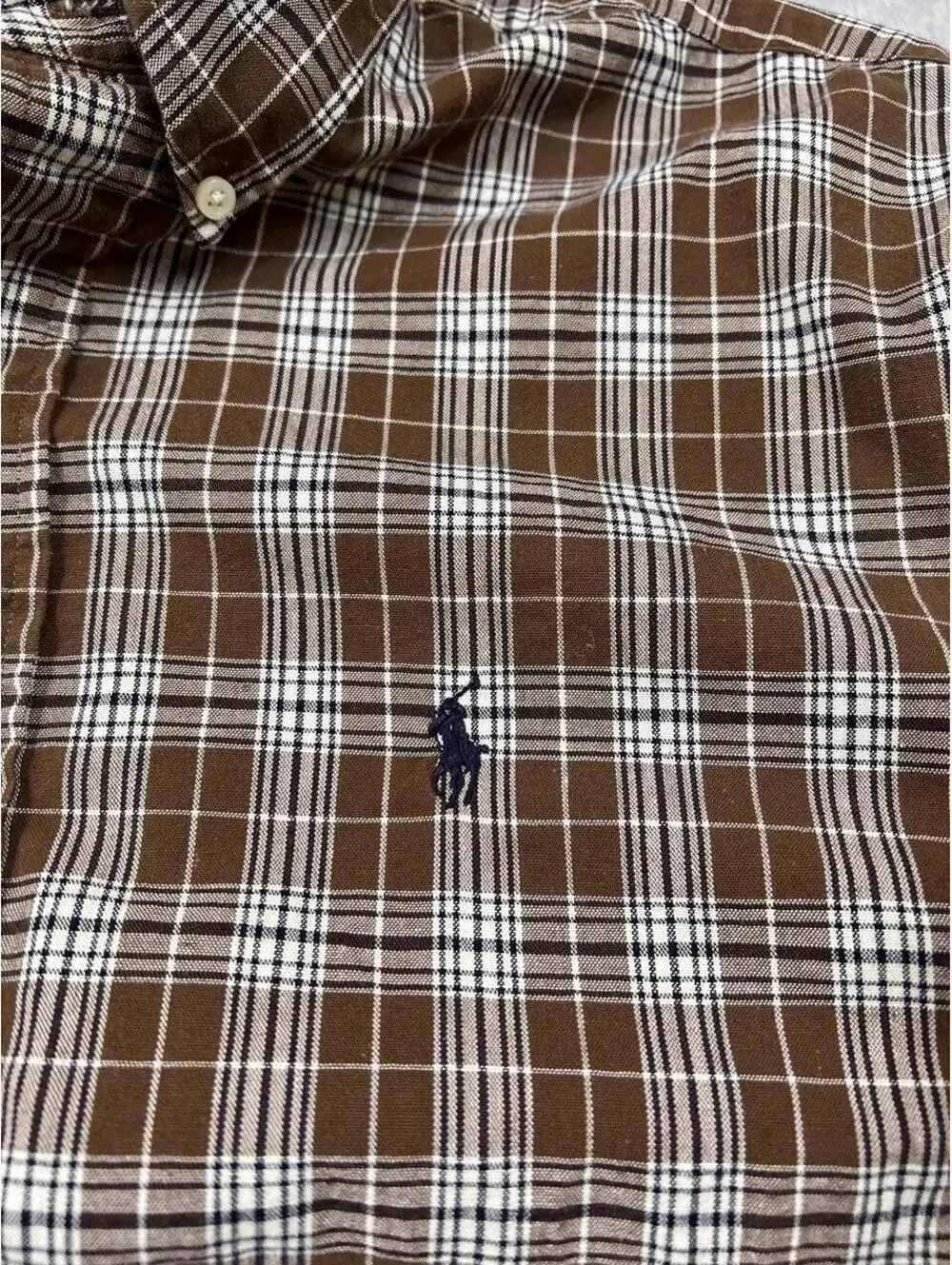 Plaid Button Up Shirt Brown Ralph Lauren Blaire Oxford Preppy Quiet Luxury